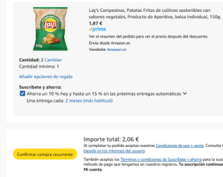 2 bolsas Lay's Campesinas, Patatas Fritas 150g por 2,06€