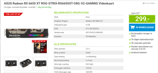 Asus ROG STRIX AMD Radeon RX 6650 XT OC - Videokaart voor €299 bij Megekko