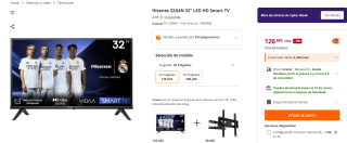TV Hisense 32A4N 32" LED HD Smart TV por 121,65€