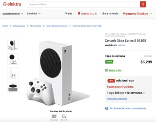 Consola Xbox Series S 512GB por $6,299