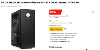 HP OMEN 25L GT15-0701nd Game PC - RTX 3070 - Ryzen 7 - 1TB SSD voor €1099 bij bol.com