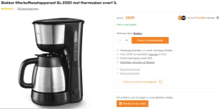 Blokker Koffiezetapparaat met Thermoskan - 1 Liter - voor Filterkoffie voor €29,99 bij Blokker