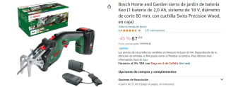 Sierra de Jardineria BOSCH Keo 18 Li por 87.5€