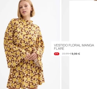 Vestido Floral Manga Flare por 9.99€