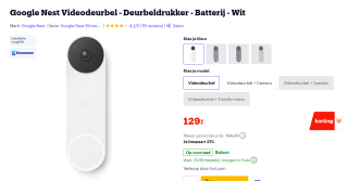 Google Nest Videodeurbel (batterij) voor €129 bij Bol.com