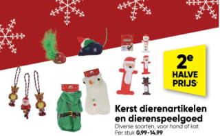 2e halve prijs op kerst dierenartikelen bij Big Bazar
