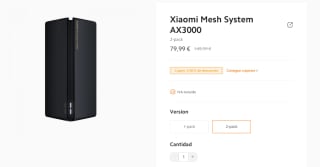 Pack 2 Xiaomi Mesh System AX3000 por 69,99€