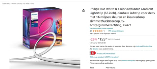 Philips Hue Play Gradient Lightstrip 65 inch - Televisie voor €155,45 bij Amazon
