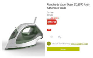 Plancha de Vapor Oster 2122070 por $191 en Soriana