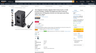 Torre Regletas Enchufes Regleta USB 8 Tomas de AC y 4 USB por 20,49€