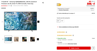TV QLED 65" Samsung TQ65Q68DAUXXC, UHD 4K, Quantum Processor Lite 4K por 509€