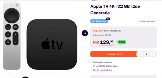 Apple TV (2017) - 4K - 32GB voor €129,95 bij Ibood