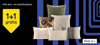 1+1 op alle sier- en woonkussens bij Leen Bakker