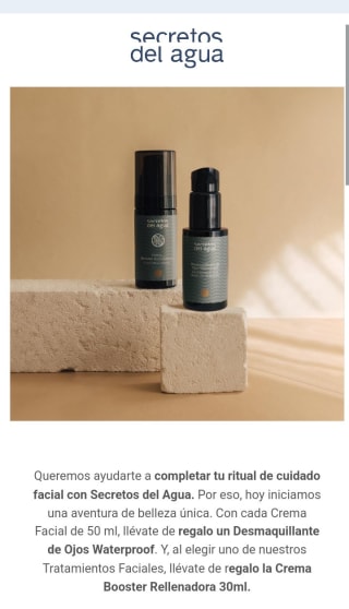 Dos regalos por compra en secretos del agua