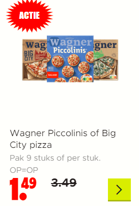 Wagner Piccolinis of Big City pizza voor €1,49 bij Dirk