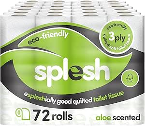 Splesh by Cusheen 3-Ply Aloe Vera Toilet Roll 72 Pack - £19.16