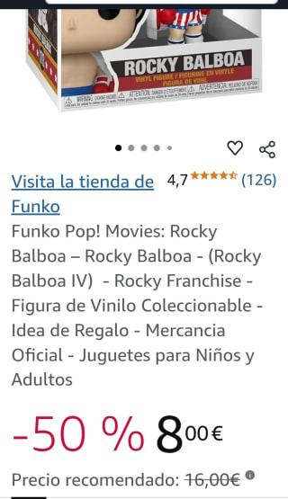 Funko Pop Movies Rocky Balboa por 8€.