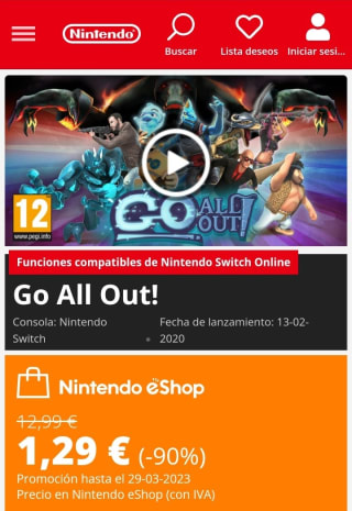 Go All Out! Nintendo Switch por 1,29€.