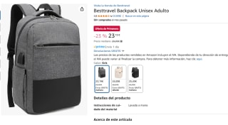 Mochila para portátiles 15.6″ impermeable, bolsillo antirobo, puerto USB para carga de smartphones y jack 3,5mm por 23,19€