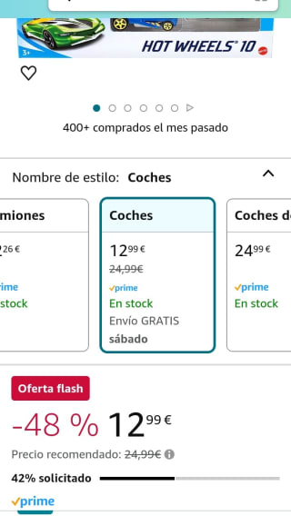 Hot Wheels Pack de 10 coches por 12,99€.