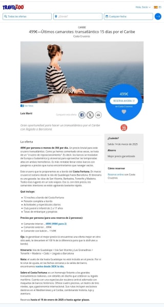 El Caribe en Trasatlántico 15 días por 499€.