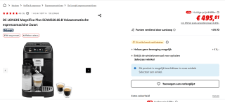 De'Longhi Magnifica Plus volautomatische espressomachine voor €499 bij de MediaMarkt