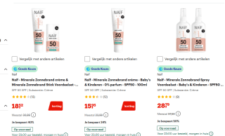 Tot 55% korting op Naïf zonbescherming bij Bol