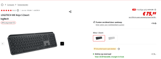 Logitech MX Keys S - Draadloos Toetsenbord - Qwerty - Graphite voor €75,90 bij de MediaMarkt