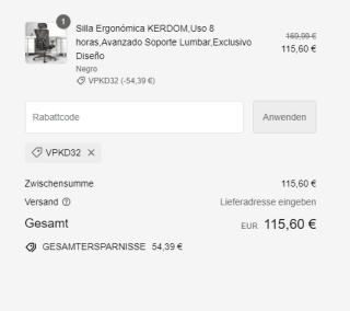 Kerdom Silla Oficina Ergonómica por 109,90€