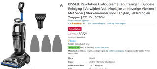 BISSELL Revolution HydroSteam™ Tapijtreiniger voor €283,99 met Amazon Prime
