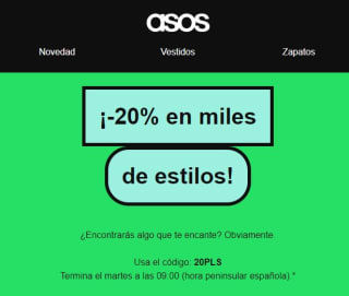 20% de descuento en seleccionados desde Asos