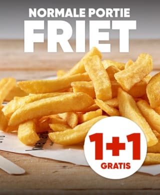 1+1 gratis op normale portie friet bij Kwalitaria