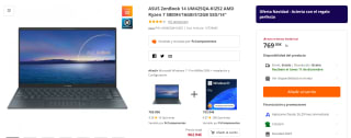 Portatil ASUS ZenBook 14 UM425QA-KI252 AMD Ryzen 7 5800H/16GB/512GB SSD por 769€