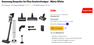 Samsung Bespoke Jet™ Plus Misty White steelstofzuiger voor €369 bij Bol