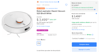 Robot Aspirador Xiaomi Vacuum S20 Bivolt por $3,500 en Mercado Libre