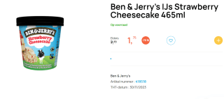 Ben & Jerry's Strawberry Cheesecake 465ml voor €1,75 bij Butlon