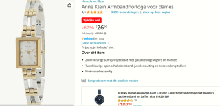 Anne Klein dameshorloge voor €26,99 bij Amazon