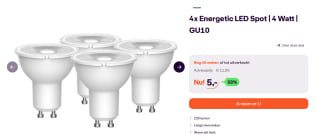 Energetic GU10 Led Lamp 4 PACK - 4W - voor €5 bij Ibood