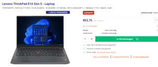 Lenovo ThinkPad E14 Gen 5 - Laptop voor €849,80 bij Azerty