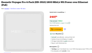 KEENETIC Voyager Pro AX1800 Mesh WiFi-6 Router/-Extender/-Access-Point, 4 stuks voor €240,90 bij Bol