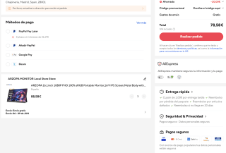 Monitor ARZOPA 16.1 Portatil Gaming por 78,58€