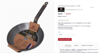 Poêle Minéral B acier De Buyer à 30,45€