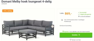Domani Melby hoek loungeset 4-delig grijs voor €869 bij Tuinmeubelshop