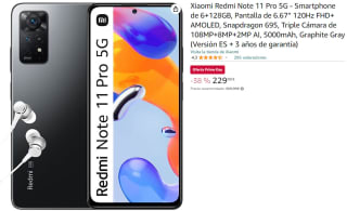 Movil Xiaomi Redmi Note 11 Pro 5G de 6GB+128GB por 229.99€