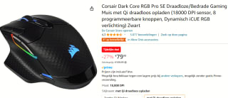 Corsair Dark Core RGB Pro SE - Draadloze Gaming Muis voor €79,99 bij Amazon
