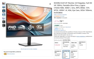 Monitor KOORUI E2412F 24 Pulgadas Full HD VA 100Hz por 79,99€