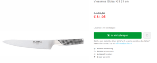 Global G3 vleesmes voor €81,95 bij Kookexpert