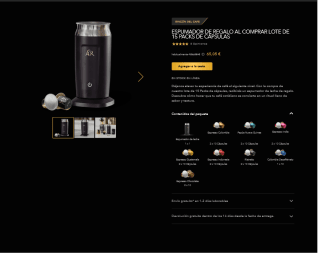 Espumador de regalo al comprar lote de 15 packs de cápsulas en Lorespresso