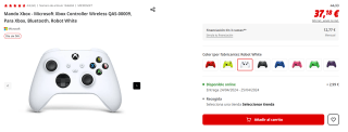 Mando Xbox Microsoft blanco por 36,99€