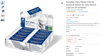 Pack 20 unidades goma borrar Staedtler Mars Plastic por 6,01€